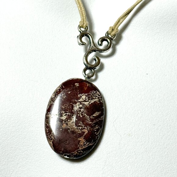 2/$20, Natural Earthy Brecciated Jasper Necklace, Genuine Gemstone Cord Necklace - Picture 1 of 12